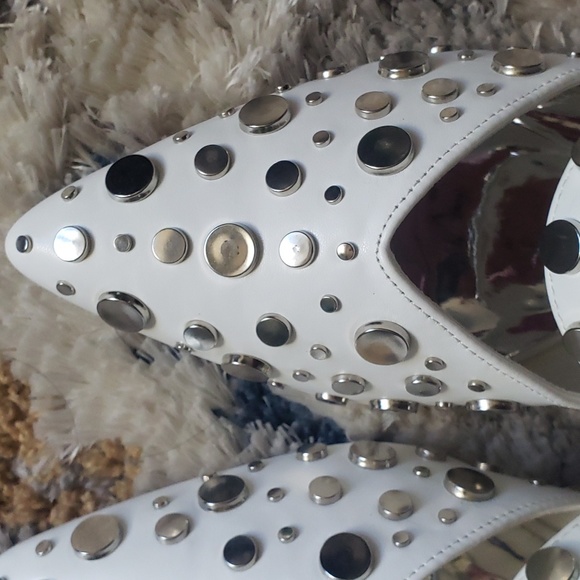 Silver Embellished Flat in White - Picture 4 of 7